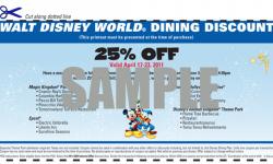 25 Percent Off Dining at Walt Disney World and Disneyland