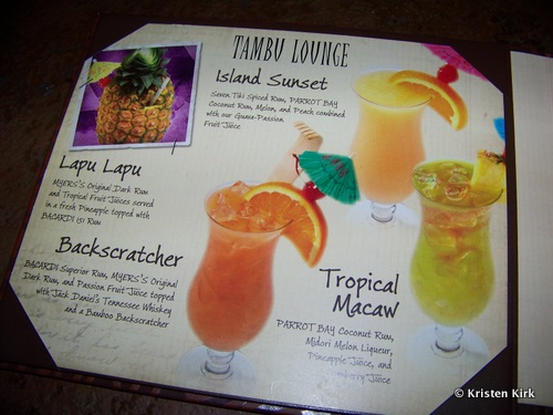 Tambu Lounge Specialty Drink Menu