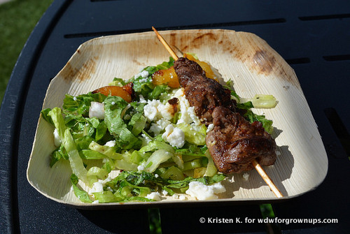 Grilled Beef Skewer with Romaine, Apricots and Feta Cheese
