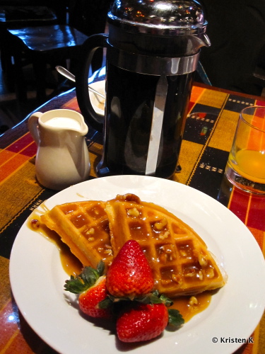 Waffles with Pecan Praline Syrup from Boma