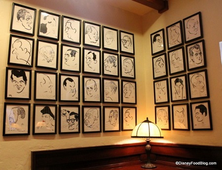 Caricatures line the walls at The Hollywood Brown Derby