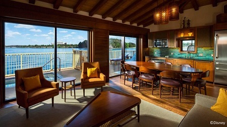 The open living space inside the bungalows