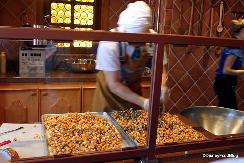 Making the caramel corn! 