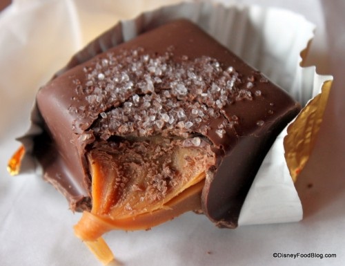 Chocolate Covered Sea Salt Caramel Square