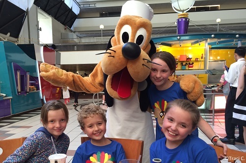 Just goofing around with Goofy at Chef Mickey's