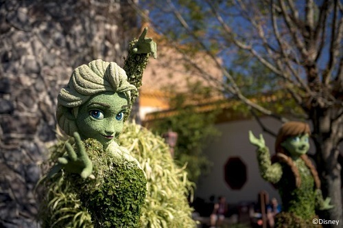 Anna and Elsa topiaries at the Flower and Garden Festival