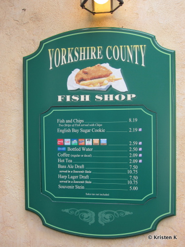 Yorkshire County Menu