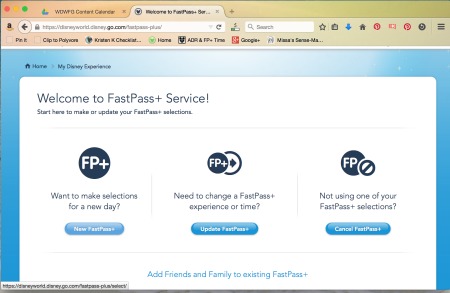 Make New FastPass+, Change It Up, or Cancel Selections
