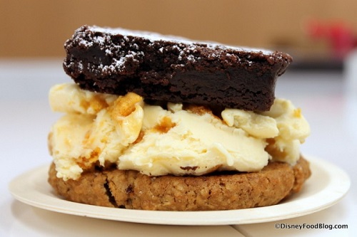 Salted Oatmeal Cornflake Cookie and Brownie Ice Cream Sandwich