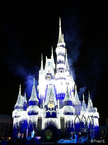 Cinderella Castle dressed up for the holidays