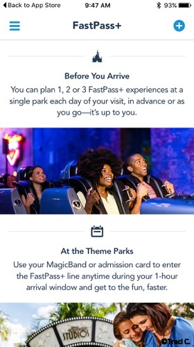 Screenshot of updated My Disney Experience app