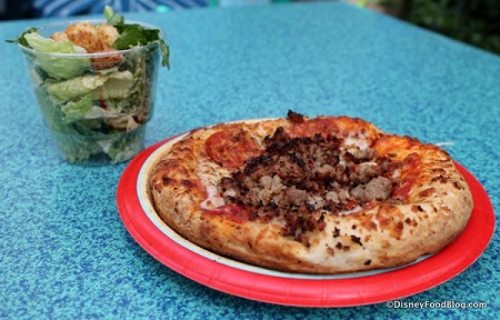 Enjoy pizza with a side salad at lunch or dinner