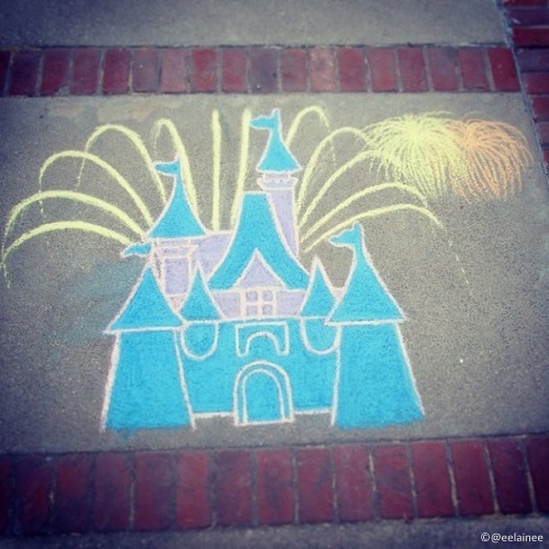 Sidewalk chalk artwork celebrating a fan's Disney Side