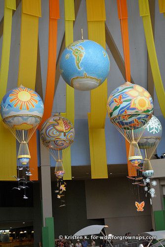 Sunny Hot Air Balloons Fly Over Atrium Seating