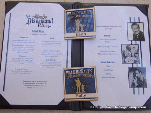 Walk In Walt's Disneyland Footsteps Lunch Menu