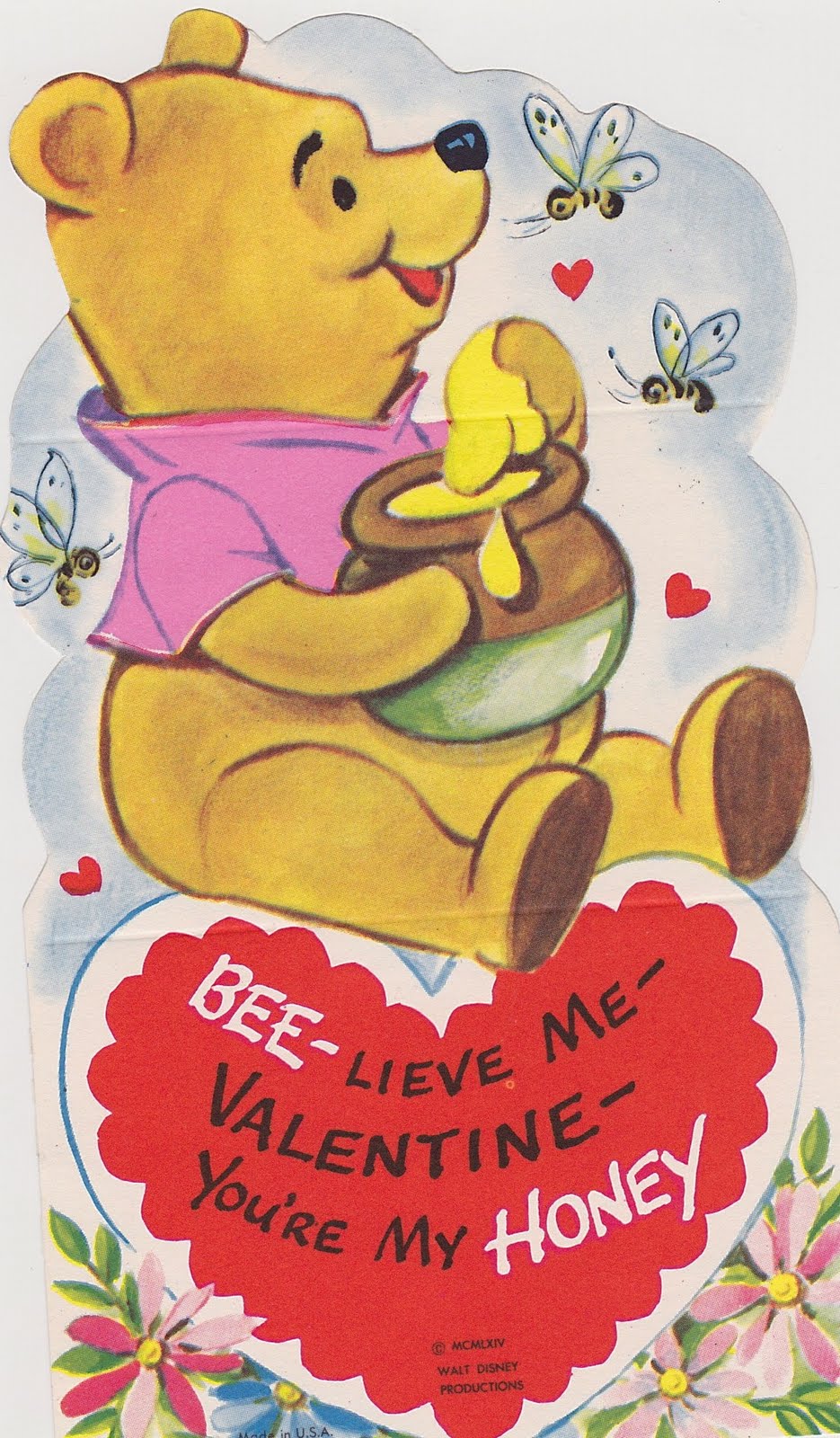 Vintage Winnie the Pooh Valentine's Day Card