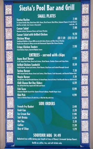 Siestas Food Menu