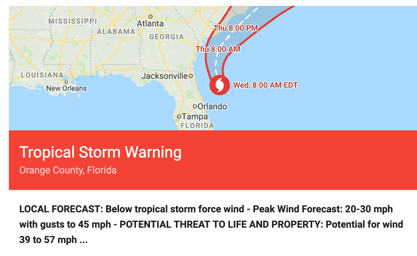 Tropical Storm Warning