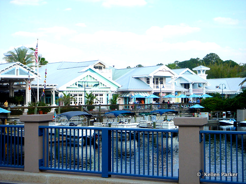 Gurgling Suitcase Outdoor Seating From Across the Marina