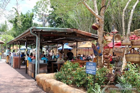 Shaded seating in the Harambe Market