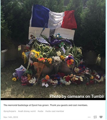 Screenshot of memorial at Epcot's France pavilion