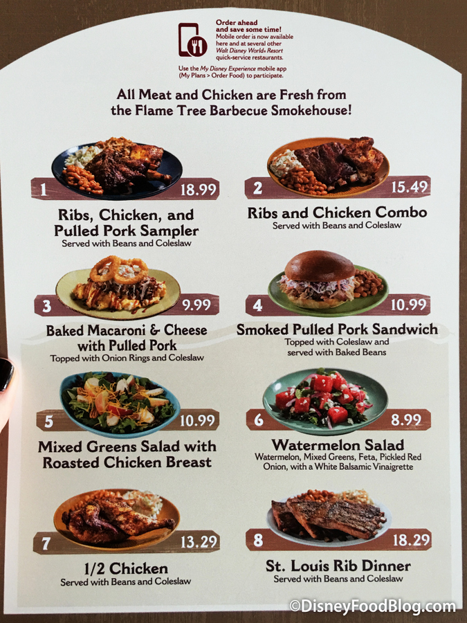 Flame Tree Barbecue Menu