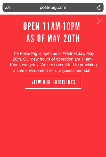 Contactless Menu Welcome Page