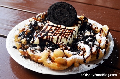 Cookies and Cream Funnel Cake with ice cream