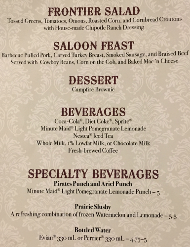 Diamond Horseshoe Menu