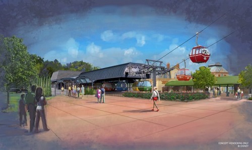 Rendering of the Skyliner station at Epcot