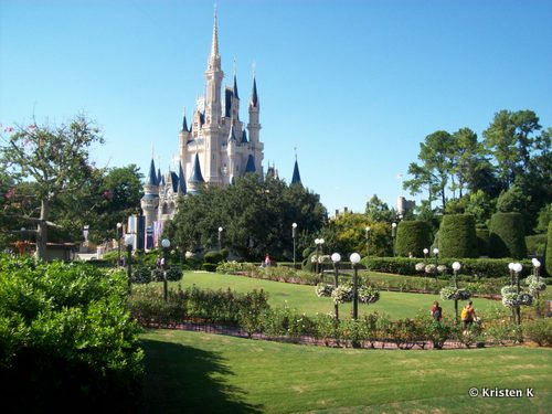 Castle with Rose Garden from Tomorrowland Bridge