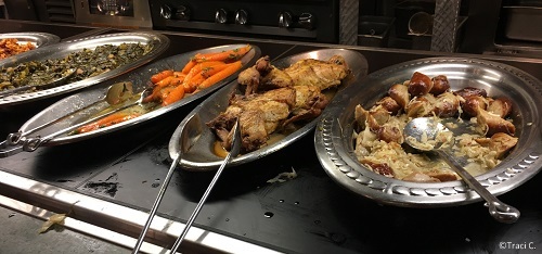 Some of the options on the dinner buffet