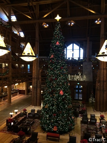 Christmas tree in the Wilderness Lodge lobby