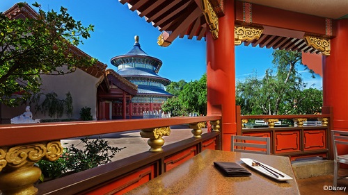 Enjoy a great view of the China pavilion from the Lotus Blossom Cafe