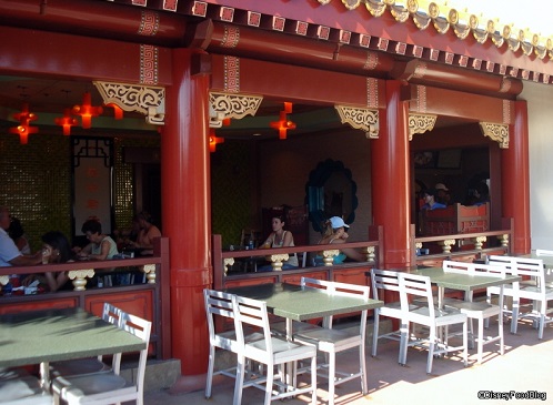 The indoor/outdoor seating area at the Lotus Blossom Cafe