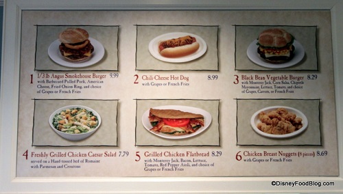 Menu at the Liberty Inn