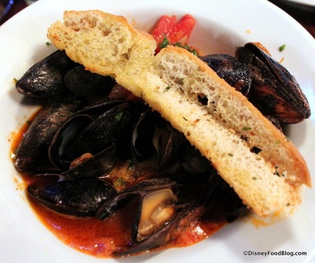 Oak-fired mussels on the appetizer menu