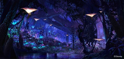 An artist rendering of the Na'Vi River Journey in Pandora