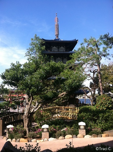 The pagoda and gardens in Japan