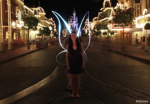 Light painting of Tinker Bell wings