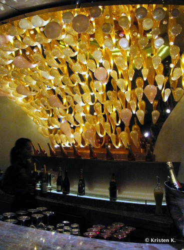 Handblown Accent Wall Behind the Bar