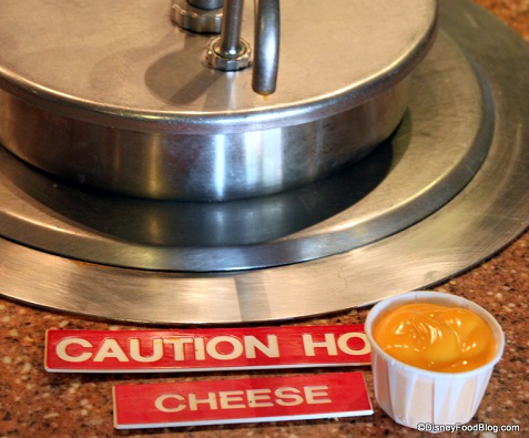 Hot cheese at the Pecos Bill fixins bar