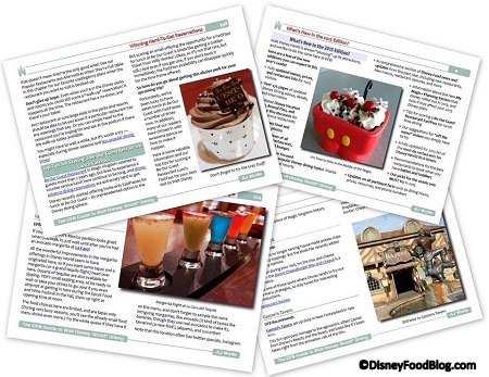 Sample pages from the 2015 DFB Guide to Walt Disney World Dining