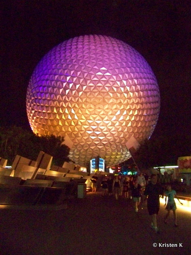 Spaceship Earth Reflects Beautiful Colors Nightly 
