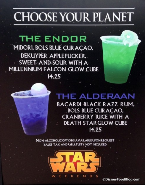 2015 Star Wars Weekend Pop-Up Bar Menu