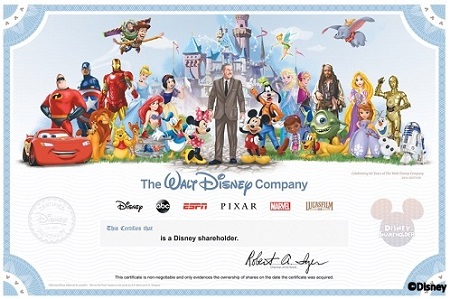 Disney's collectible shareholder certificate