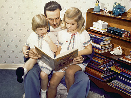 Walt Disney Reading To His Girls, Sharon and Diane